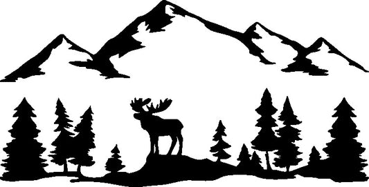 Aufkleber Landschaft Berge mit Elch Decal Auto Wohnmobil Dekor