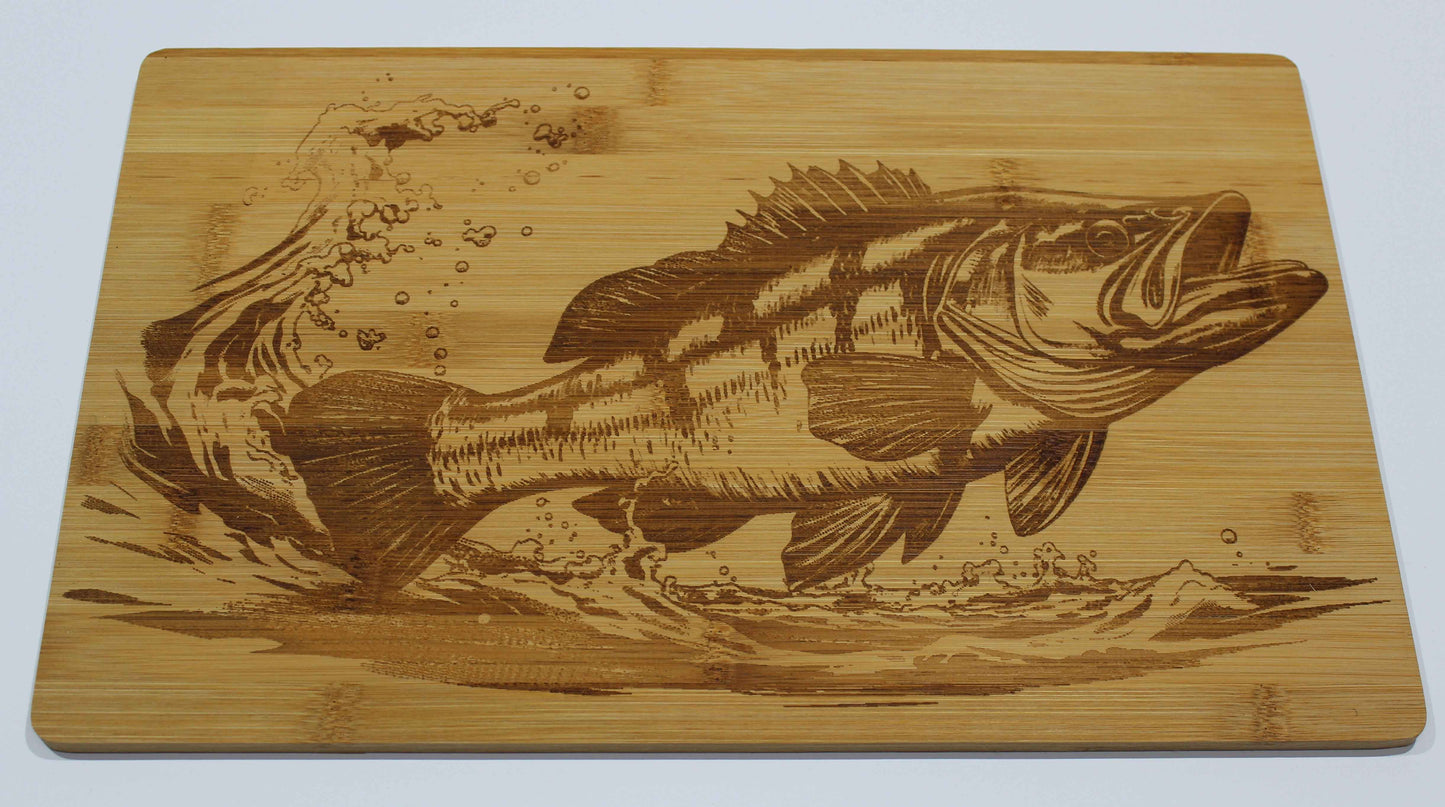 Schneidebrett aus Bambus Motiv Fisch