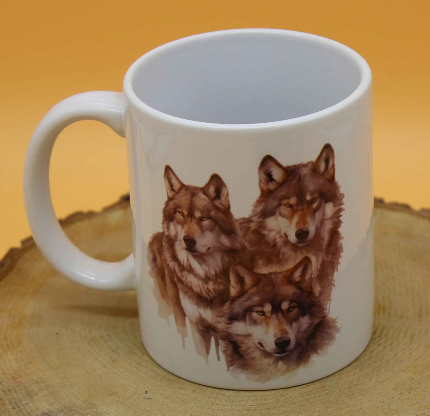 Keramiktasse Motiv Wölfe