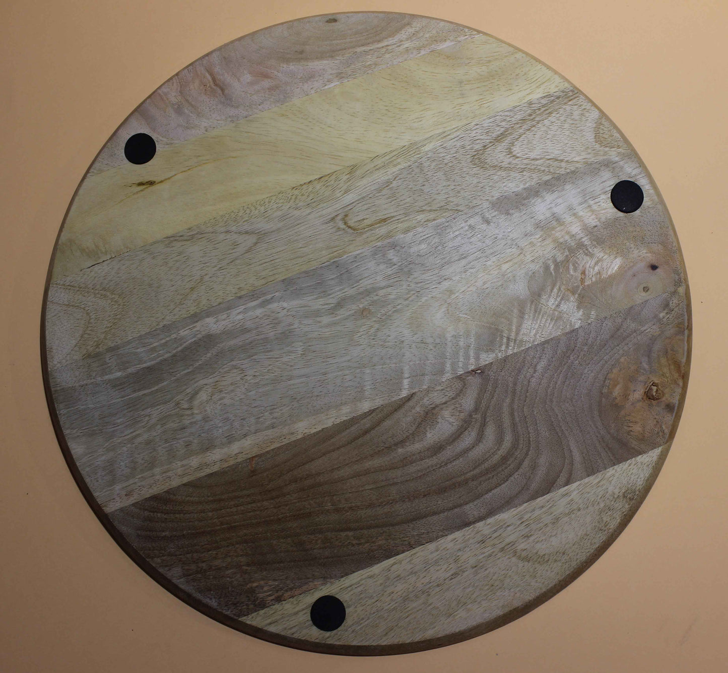 Rundes Servierbrett & Deko-Brett aus Mangoholz mit Wolf-Motiv