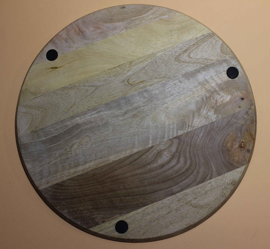 Rundes Servierbrett & Deko-Brett aus Mangoholz mit Wolf-Motiv