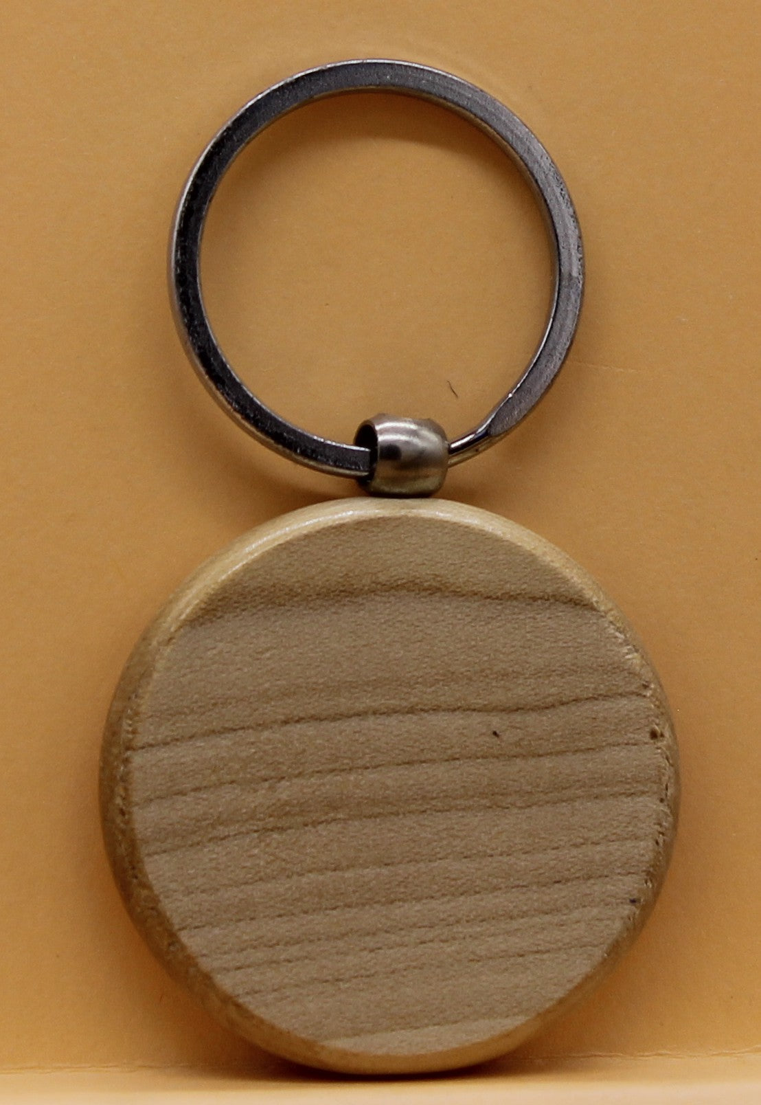 Keychain with metal ring round laser engraved