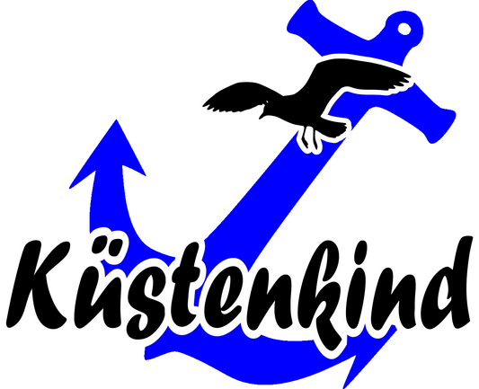 Aufkleber Küstenkind mit Anker und Möwe