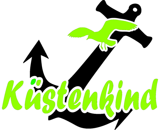 Aufkleber Küstenkind mit Anker und Möwe