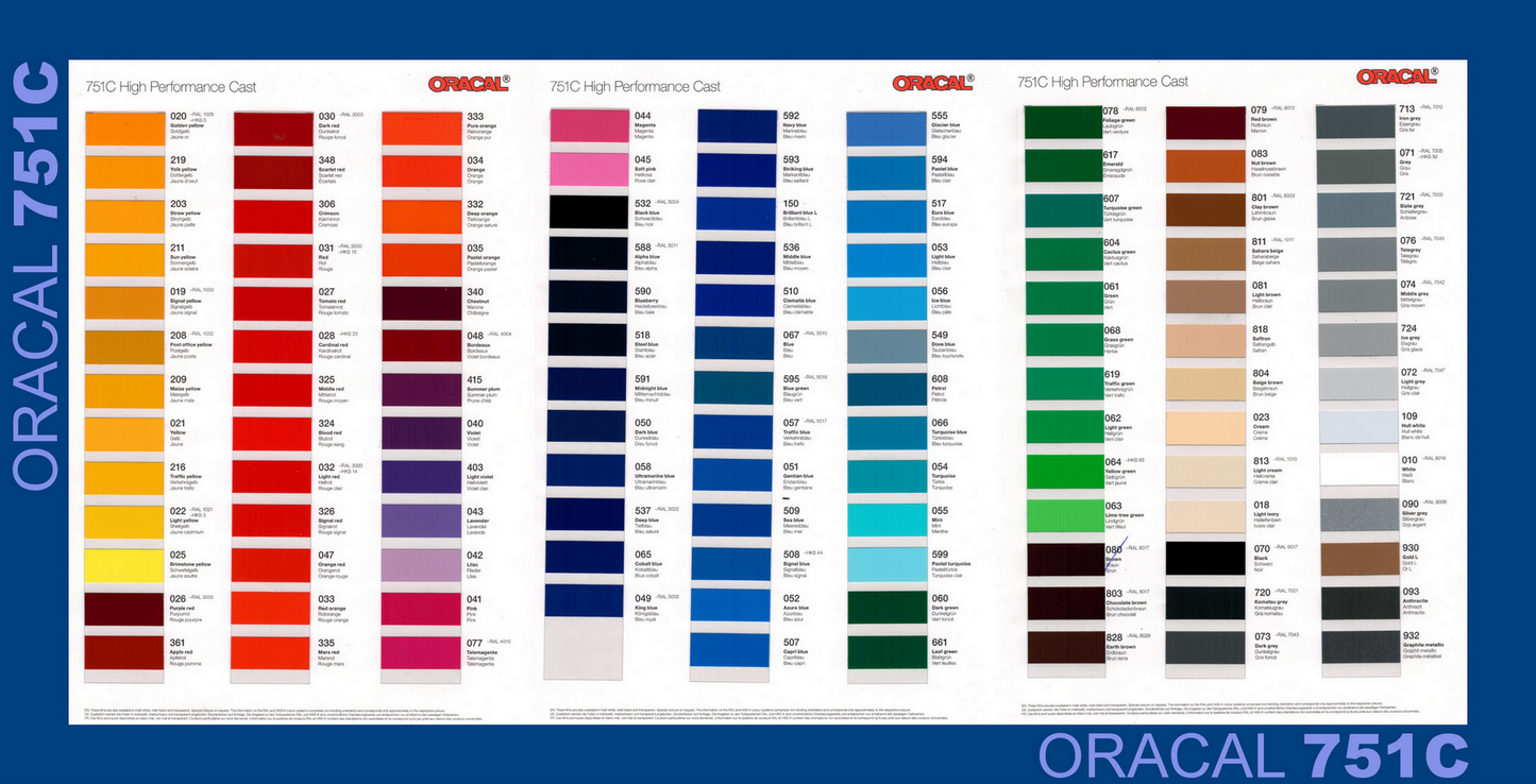 Farbkarte Oracal 751C