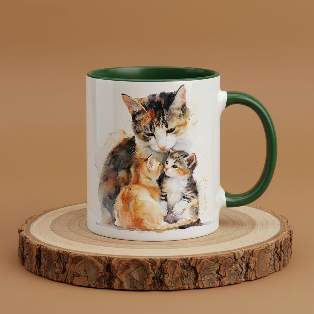 Keramiktasse Katzen Familie