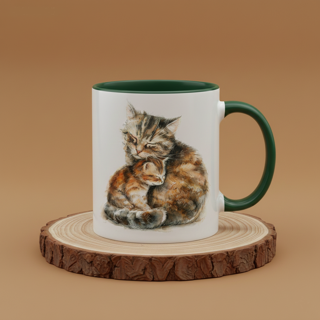 Keramiktasse Katzen Familie