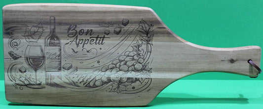 Schneidebrett aus Holz  Motiv „Essen Trinken Genießen Bon Appetit