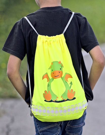 Kinder Turnbeutel Fantastic Waldlife gelb reflektiere Kordel 