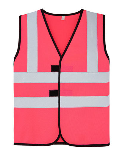 Kinder Warnweste Esbjerg neon pink mit 4 Reflexstreifen Klettverschlüsse