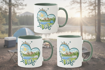 Keramiktasse Camp Live Herz Wohnwagen Wohmobil Zelt