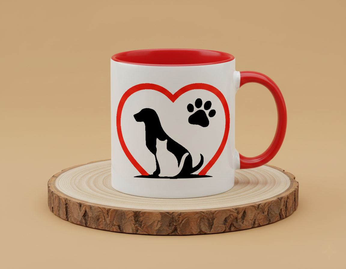 Keramiktasse Love Katze und Hund