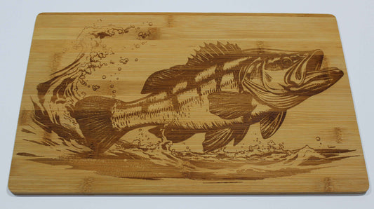 Schneidebrett aus Bambus  Motiv Fisch