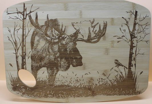 Schneidebrett aus Holz Motiv Elch