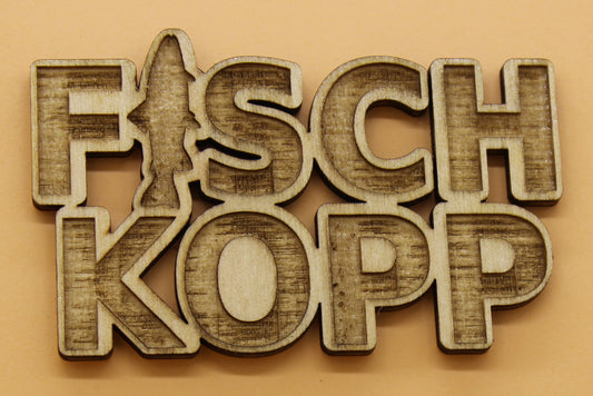 Lasergeschnittener und gravierter Holz Magnetpin Fischkopp Maritimes Statement mit Charme