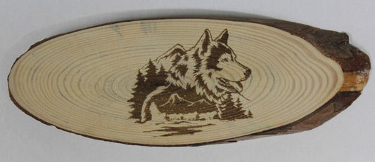 Rindenholz oval Motiv Schlittenhund
