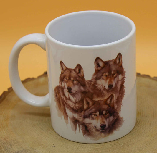 Keramiktasse Motiv Wölfe