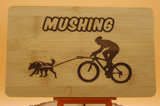 Frühstücksbrett  Motiv Zughundesport  Mushing, Mountainbike