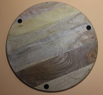 Rundes Servierbrett  Deko Brett aus Mangoholz mit Wolf Motiv
