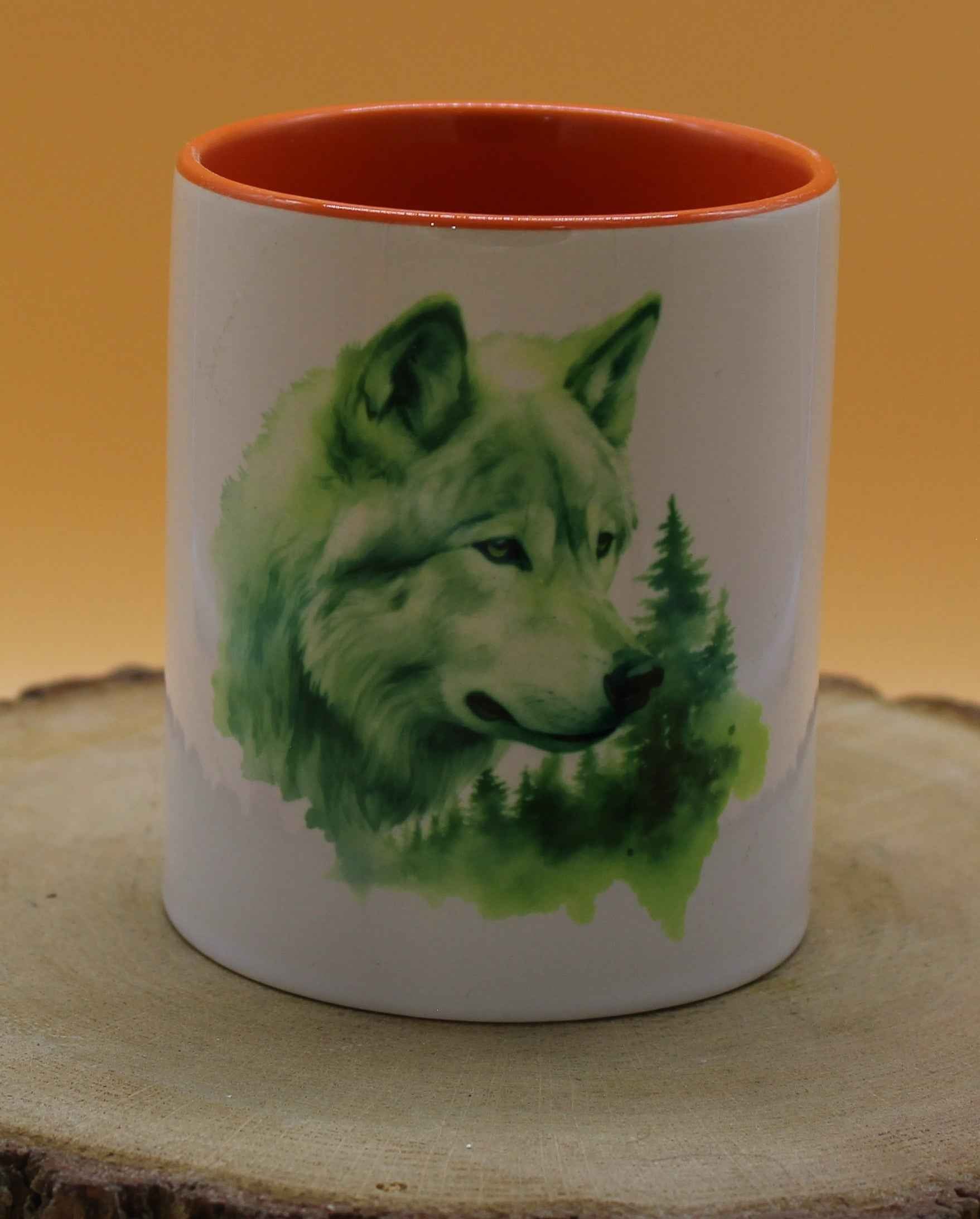 Keramiktasse Motiv Wolf