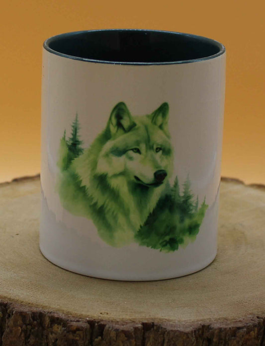 Keramiktasse Motiv Wolf