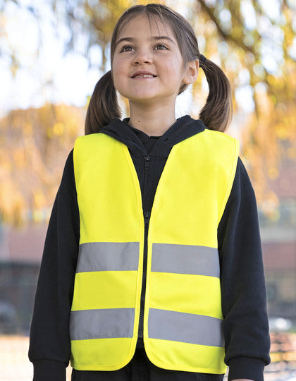 Kinder Warnweste Aalborg mit Reißverschluss und breiten Reflexstreifen