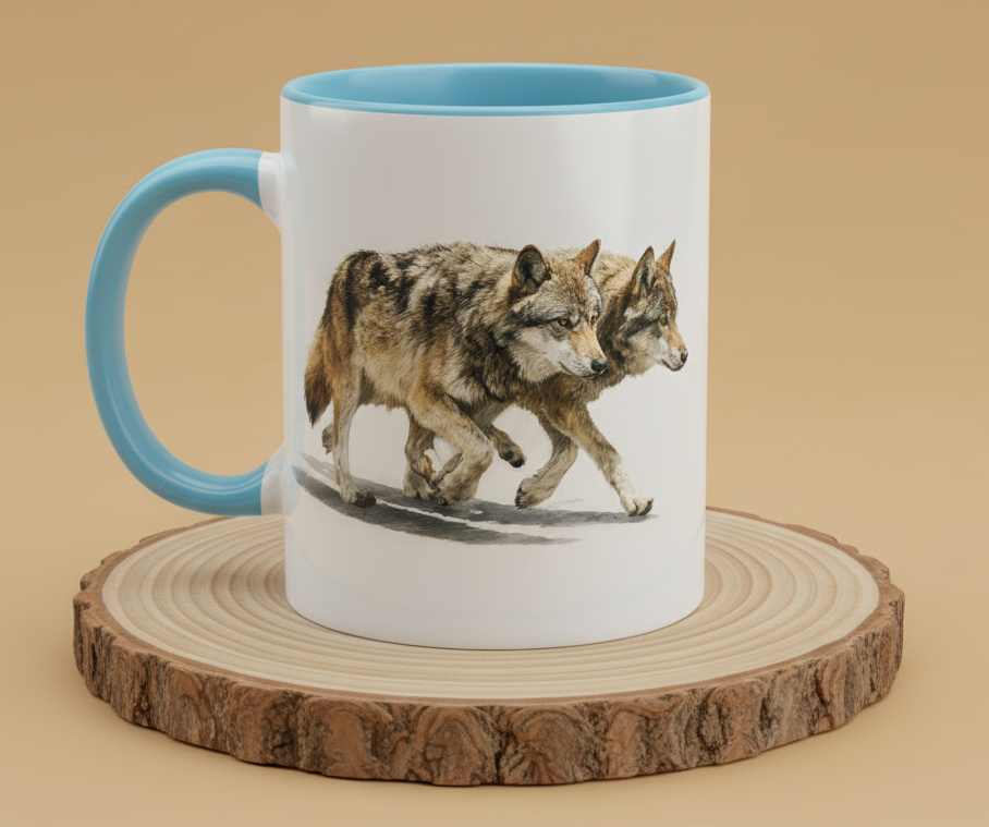 Keramiktasse Motiv Wolf