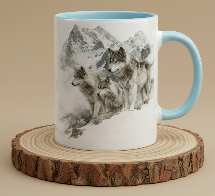 Keramiktasse Motiv Wolf