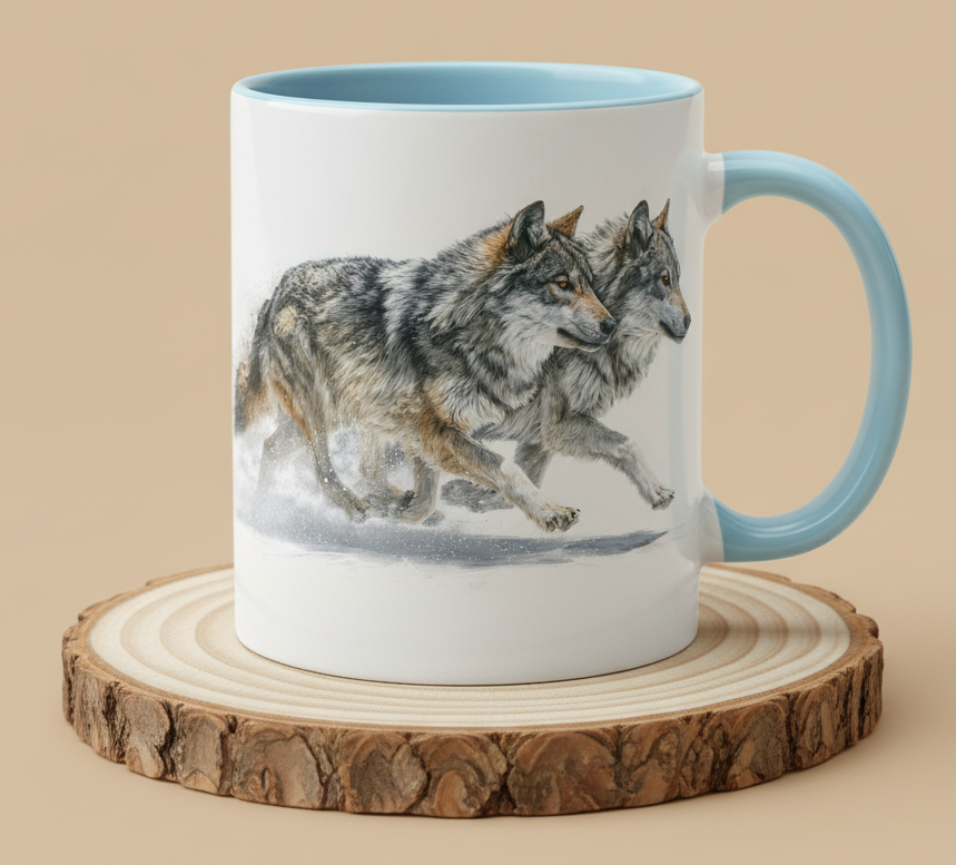 Keramiktasse Motiv Wolf