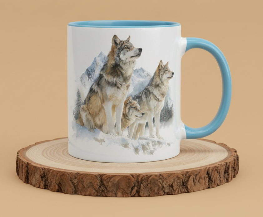 Keramiktasse Motiv Wolf