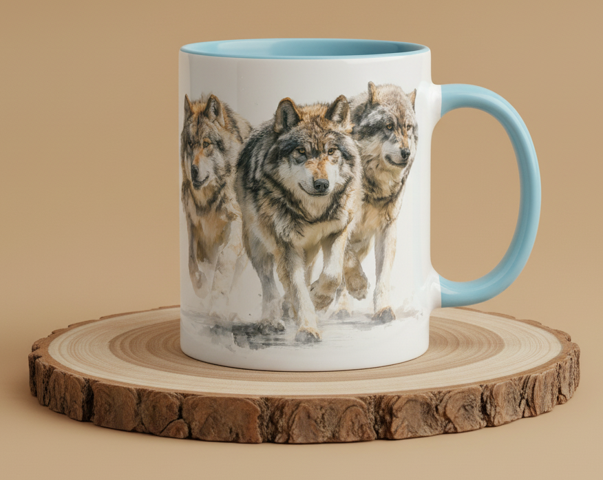 Keramiktasse Motiv Wolf