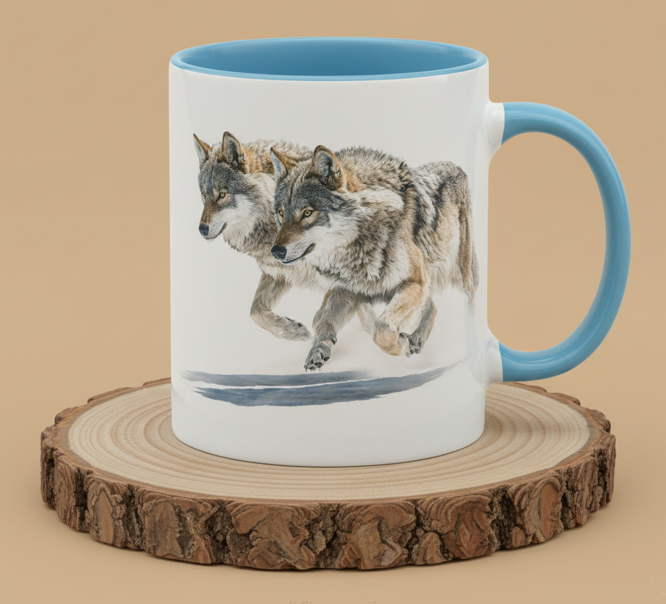 Keramiktasse Motiv Wolf