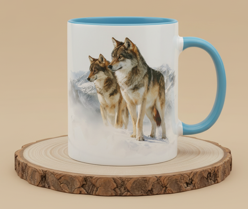 Keramiktasse Motiv Wolf