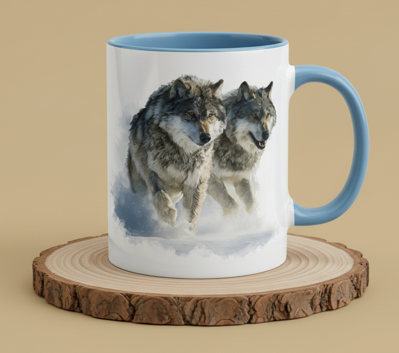 Keramiktasse Motiv Wolf