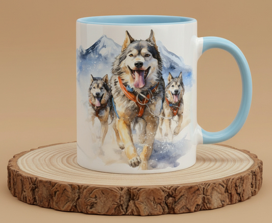 Keramiktasse Motiv Schlittenhunde