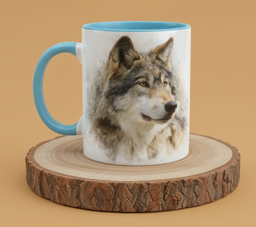 Keramiktasse Motiv Wolf