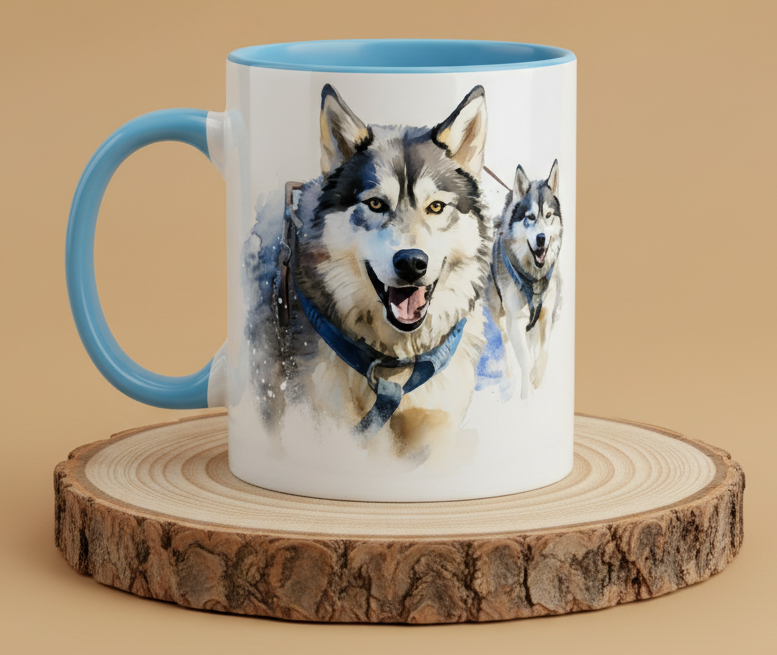 Keramiktasse Schlittenhunde Zughunde Mushing