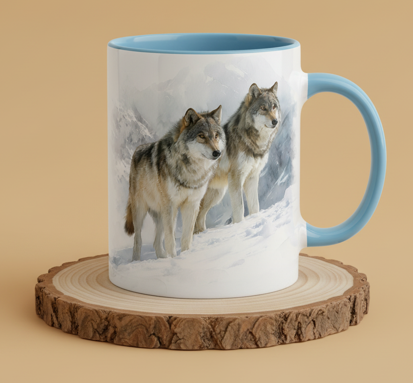 Keramiktasse Motiv Wolf