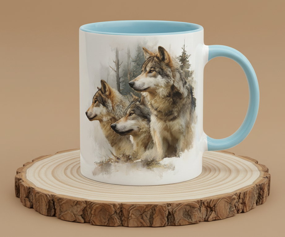 Keramiktasse Motiv Wolf