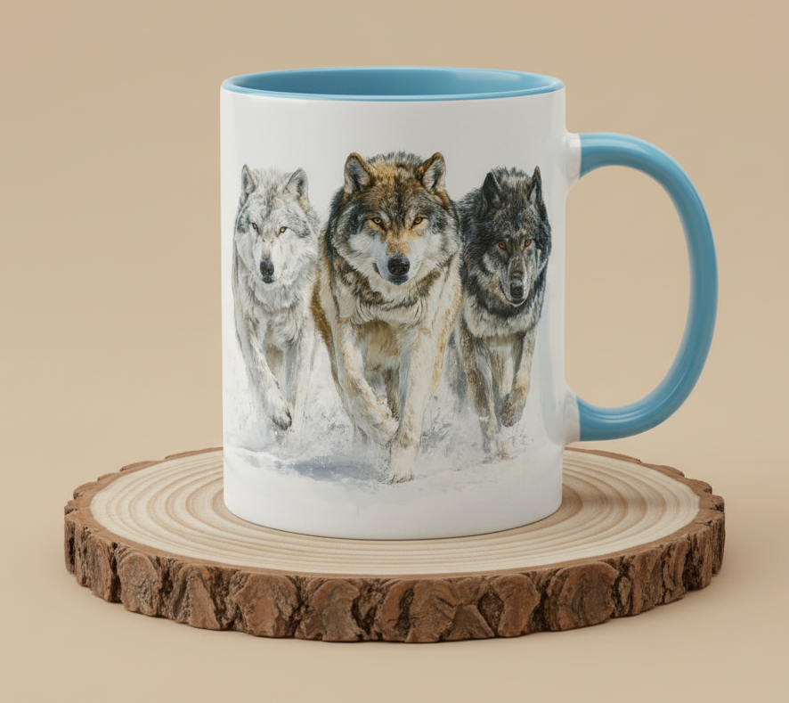 Keramiktasse Motiv Wolf