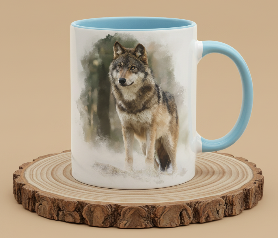 Keramiktasse Motiv Wolf