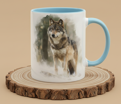 Keramiktasse Wolf stehend