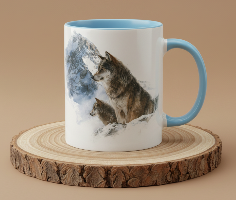 Keramiktasse Motiv Wolf