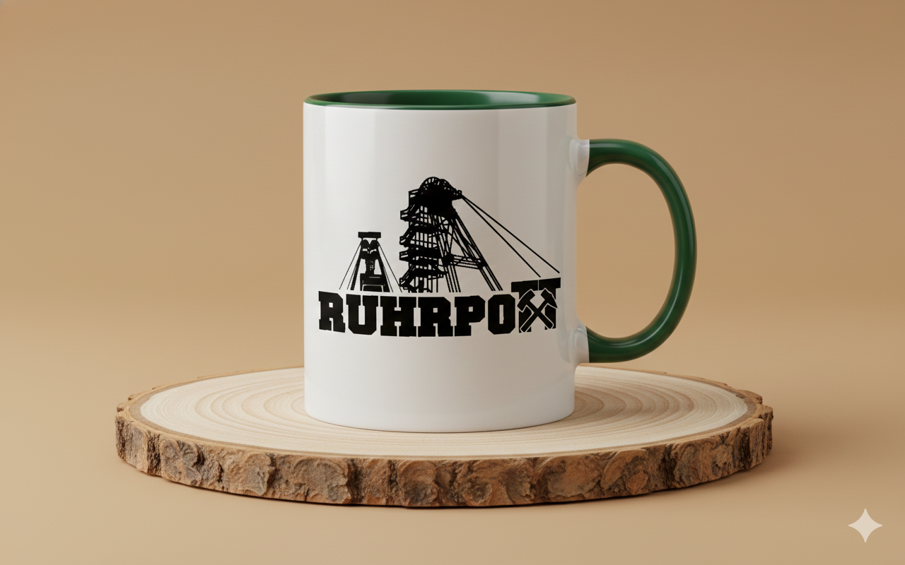 Ceramic mug with motif "Glück Auf" (Good Luck) coal mine Ruhrpott