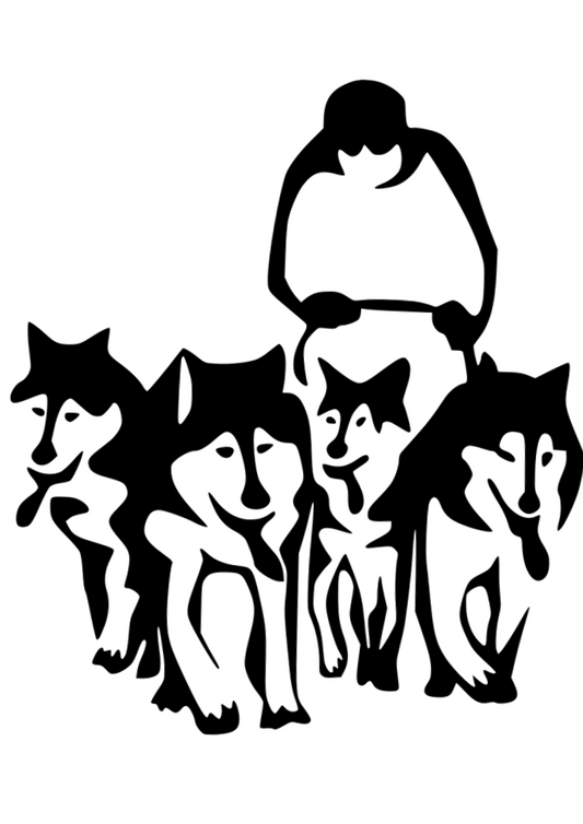 Aufkleber  Schlittenhund Gespann
